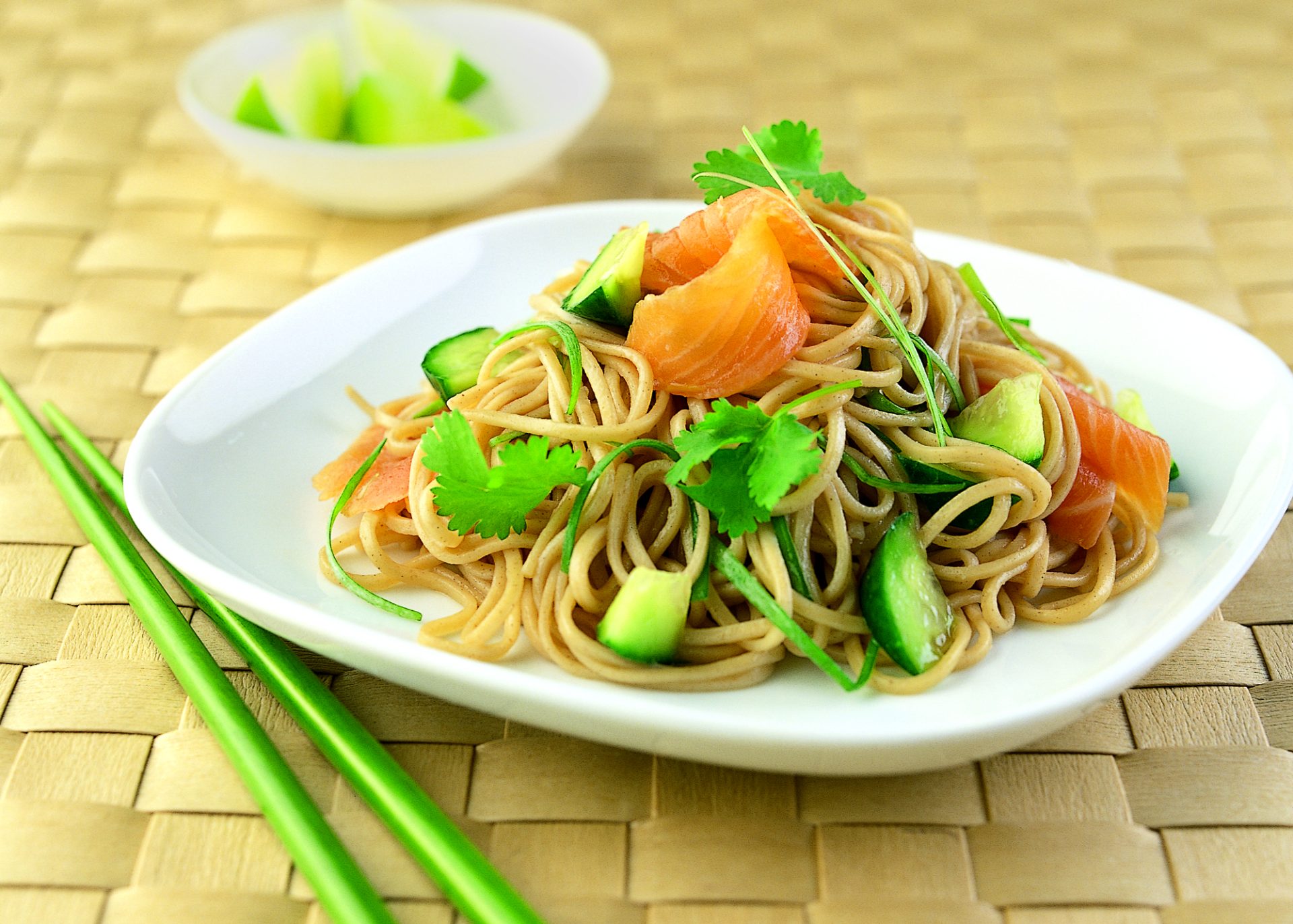 Salmon, Cucumber &amp; Soba Noodle Salad - Hakubaku - The Kokumotsu Company