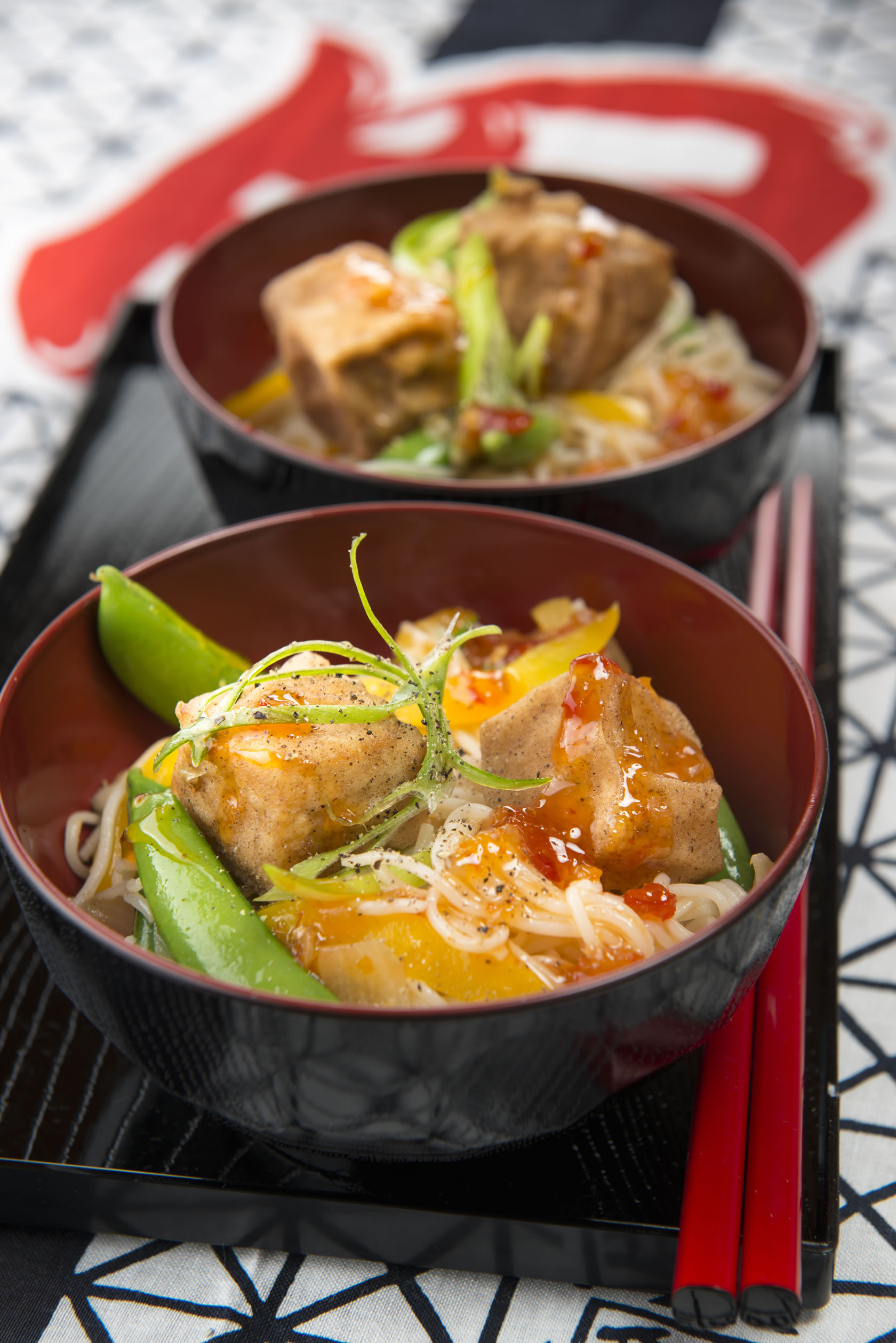 Ramen Noodles with Spiced Tofu and Chilli Lemon Sauce