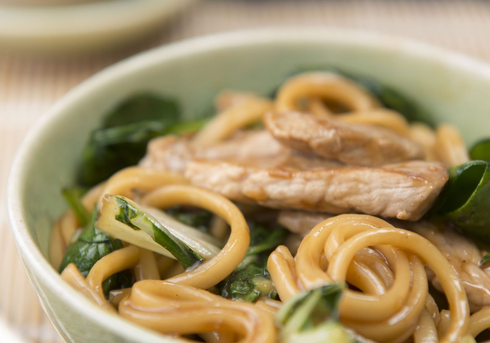 Pork in Star Anise Sauce with Greens and Udon Noodles