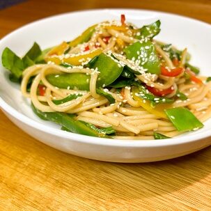 Rainbow Bell Peppers Udon